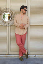 Odana's | Sustainable Gifts | ACHILLES Bamboo & Organic Cotton Shirt (Light Brown, Black) Light Brown | Shirts | Sustainable Fashion