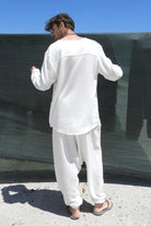 Odana's | Sustainable Gifts | TRIBAL Gender Neutral Organic Gauze Cotton Harem Pants (White) | Harem Pants | Sustainable Fashion