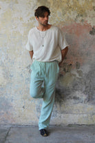 Odana's | Sustainable Gifts | DUNE Organic Gauze Cotton Pants (Army Green, Dusty Mint) | Harem Pants | Sustainable Fashion