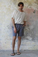 Odana's | Sustainable Gifts | BOREAS Linen Blend Shorts Man (Brown, Almond Green, Dark Gray) | Linen Pants | Sustainable Fashion