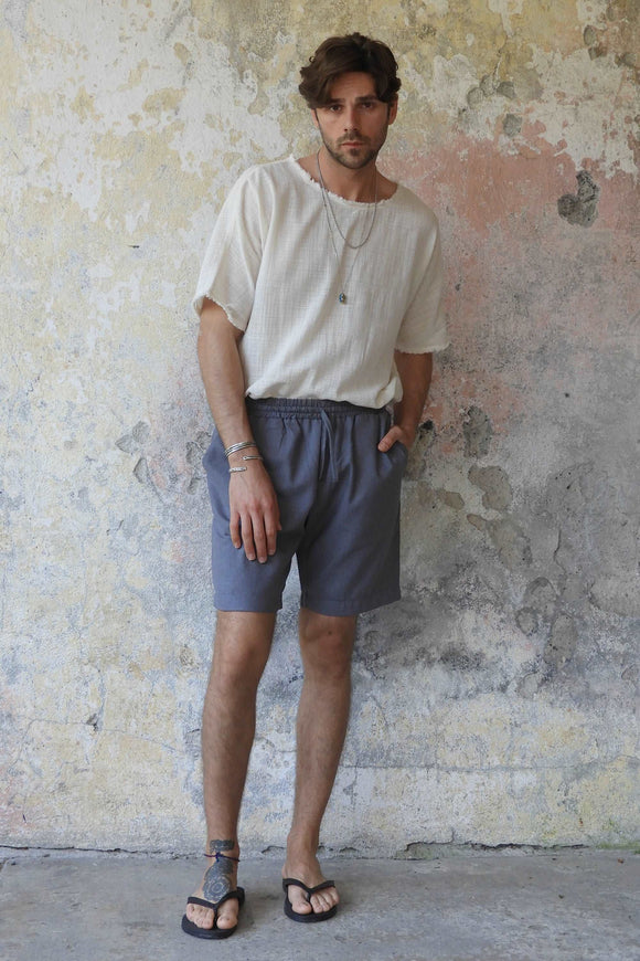 Odana's | Sustainable Gifts | BOREAS Linen Blend Shorts Man (Brown, Almond Green, Dark Gray) | Linen Pants | Sustainable Fashion