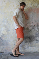 Odana's | Sustainable Gifts | BOREAS Linen Blend Shorts Man (Tan, Burnt Orange) | Linen Pants | Sustainable Fashion