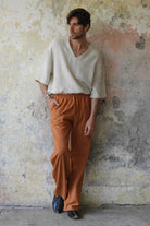 Odana's | Sustainable Gifts | BEACH Men's Linen Blend Pants (Windsor Tan, Terra Cotta) | Linen Pants | Sustainable Fashion