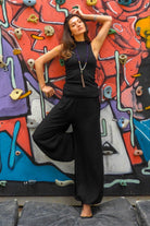 Odana's | Sustainable Gifts | LOTUS Women's Yoga Harem Pants (Black, Cream) | Yoga Harem Pants | Sustainable Fashion