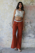 Odana's | Sustainable Gifts | PALAZZO Women's 2Layer Organic Gauze Cotton Pants (Green, Terra Cotta, Mustard, Brown) | Palazzo Pants | Sustainable Fashion