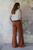 Odana's | Sustainable Gifts | PALAZZO Women's 2Layer Organic Gauze Cotton Pants (Green, Terra Cotta, Mustard, Brown) | Palazzo Pants | Sustainable Fashion