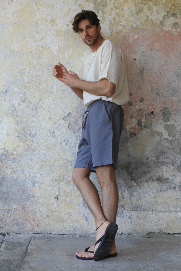 Odana's | Sustainable Gifts | BOREAS Linen Blend Shorts Man (Brown, Almond Green, Dark Gray) | Linen Pants | Sustainable Fashion