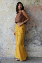 Odana's | Sustainable Gifts | PALAZZO Women's 2Layer Organic Gauze Cotton Pants (Green, Terra Cotta, Mustard, Brown) | Palazzo Pants | Sustainable Fashion