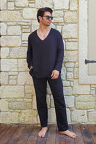 Odana's | Sustainable Gifts | ACHILLES Bamboo & Organic Cotton Shirt (Light Brown, Black) | Shirts | Sustainable Fashion