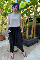 Odana's | Sustainable Gifts | BREATH Women's Organic Cotton Harem Pants (Black, Blue) | Harem Pants | Sustainable Fashion