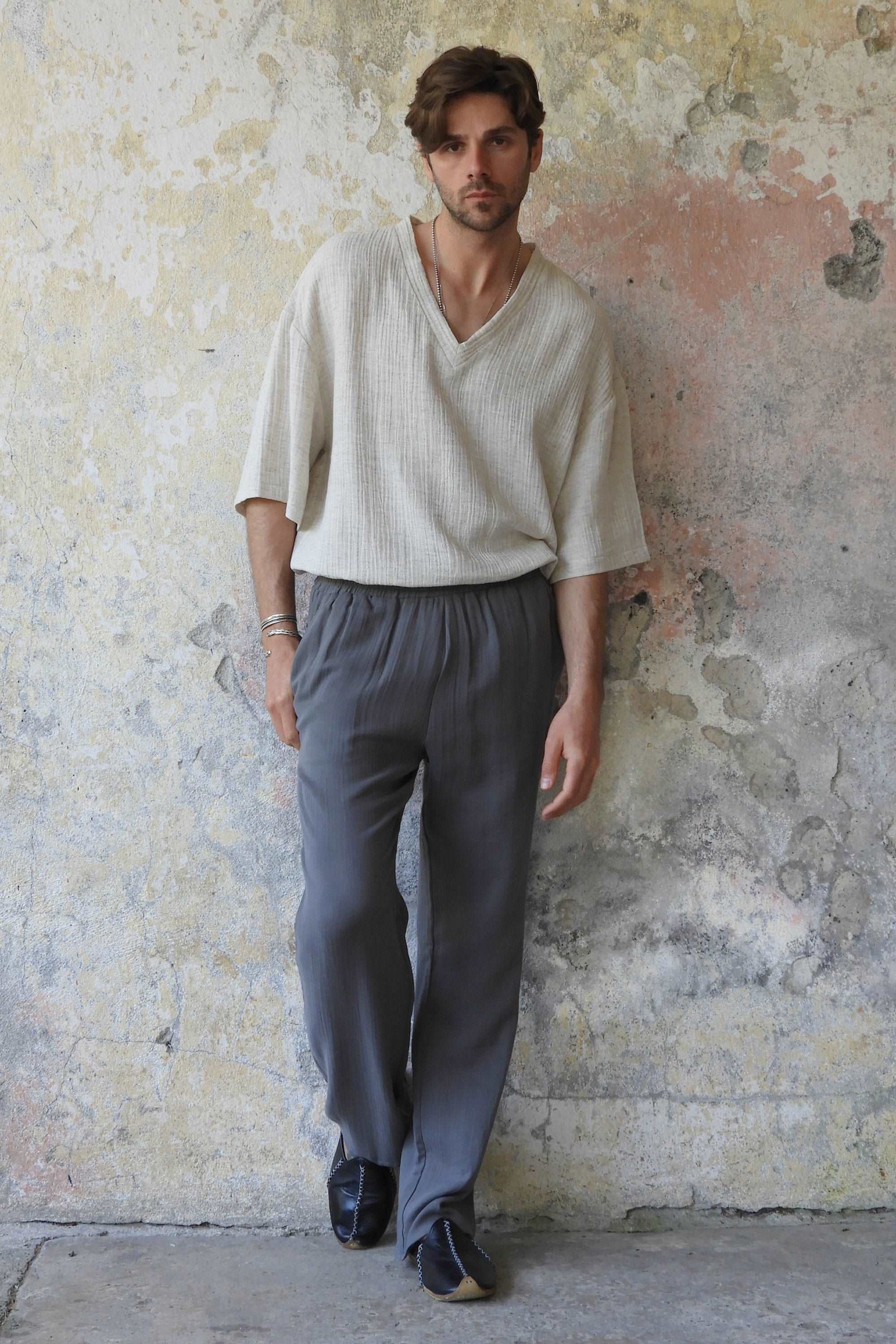 Sustainable  | DUNE Gender Neutral Gauze Cotton Pants (Dark Gray) by Odana's