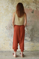 Odana's | Sustainable Gifts | GAIA Women's Organic Gauze Cotton Harem Pants (Red, Terra Cotta, Caramel) | Harem Pants | Sustainable Fashion