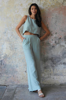 Odana's | Sustainable Gifts | PALAZZO Women's 2Layer Organic Gauze Cotton Pants (Blue, Mint) | Palazzo Pants | Sustainable Fashion