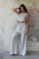 Odana's | Sustainable Gifts | CHAKRA+PURE Beige Set (Plus Size) | Linen Pants | Sustainable Fashion