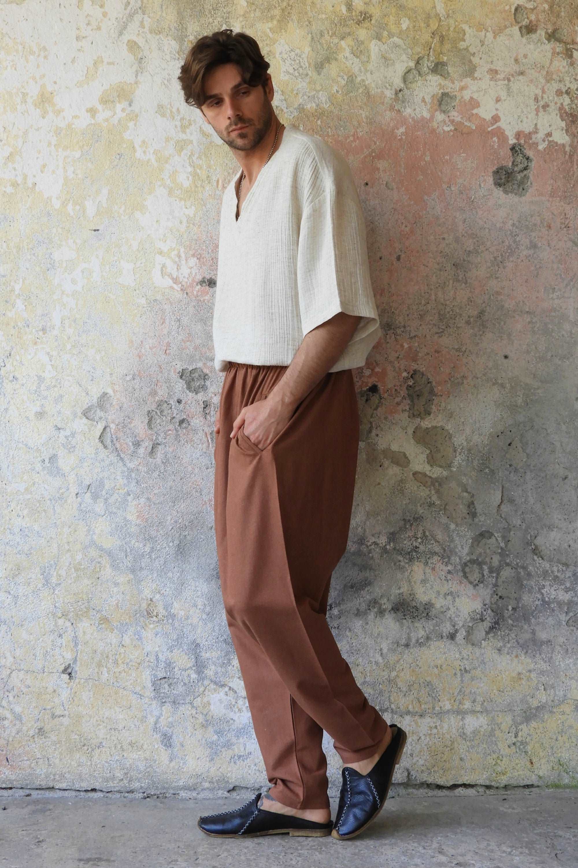 Stylish and Comfortable Drop Crotch Linen Trousers