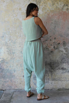 Odana's | Sustainable Gifts | TRIBAL Women's Organic Gauze Cotton Harem Pants (Caramel, Mint Green) | Harem Pants | Sustainable Fashion