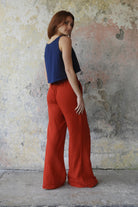 Odana's | Sustainable Gifts | PALAZZO Women's 2Layer Organic Gauze Cotton Pants (Red, Dark Blue, Caramel, Sage Green) | Palazzo Pants | Sustainable Fashion