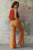 Odana's | Sustainable Gifts | PALAZZO Women's 2Layer Organic Gauze Cotton Pants (Red, Dark Blue, Caramel, Sage Green) | Palazzo Pants | Sustainable Fashion