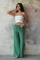 Odana's | Sustainable Gifts | PALAZZO Women's 2Layer Organic Gauze Cotton Pants (Green, Terra Cotta, Mustard, Brown) | Palazzo Pants | Sustainable Fashion