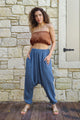 Odana's | Sustainable Gifts | TRIBAL Women's Organic Gauze Cotton Harem Pants (Light Indigo Blue,Mustard) Light Indigo Blue | Harem Pants | Sustainable Fashion