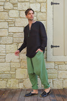 Odana's | Sustainable Gifts | TRIBAL Gender Neutral Organic Gauze Cotton Harem Pants (Mustard, Green) | Harem Pants | Sustainable Fashion