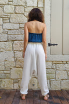 Odana's | Sustainable Gifts | TRIBAL Women's Organic Gauze Cotton Harem Pants (White) | Harem Pants | Sustainable Fashion