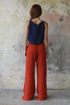 Odana's | Sustainable Gifts | PALAZZO Women's 2Layer Organic Gauze Cotton Pants (Red, Dark Blue, Caramel, Sage Green) | Palazzo Pants | Sustainable Fashion