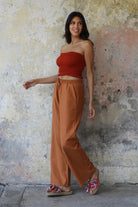Odana's | Sustainable Gifts | TRINITY Linen Blend Women's Pants (Almond Green, Dark Gray, Windsor Tan) | Linen Pants | Sustainable Fashion