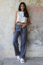 Odana's | Sustainable Gifts | TRINITY Linen Blend Women's Pants (Almond Green, Dark Gray, Windsor Tan) | Linen Pants | Sustainable Fashion