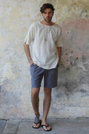 Odana's | Sustainable Gifts | BOREAS Linen Blend Shorts Man (Brown, Almond Green, Dark Gray) | Linen Pants | Sustainable Fashion