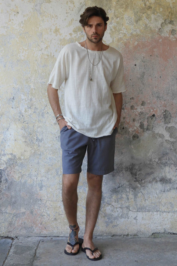Odana's | Sustainable Gifts | BOREAS Linen Blend Shorts Man (Brown, Almond Green, Dark Gray) | Linen Pants | Sustainable Fashion