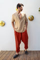 TRIBAL Gender Neutral Organic Gauze Cotton Harem Pants (Red, Light Brown)