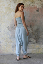 Odana's | Sustainable Gifts | GAIA Women's Organic Gauze Cotton Harem Pants (Light Blue, Mint, Orange) | Harem Pants | Sustainable Fashion