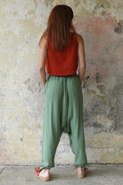 Odana's | Sustainable Gifts | TRIBAL Women's Organic Gauze Cotton Harem Pants (Green) | Harem Pants | Sustainable Fashion