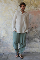 Odana's | Sustainable Gifts | TRIBAL Men's Organic Gauze Cotton Harem Pants (Army Green, Sage Green) | Harem Pants | Sustainable Fashion