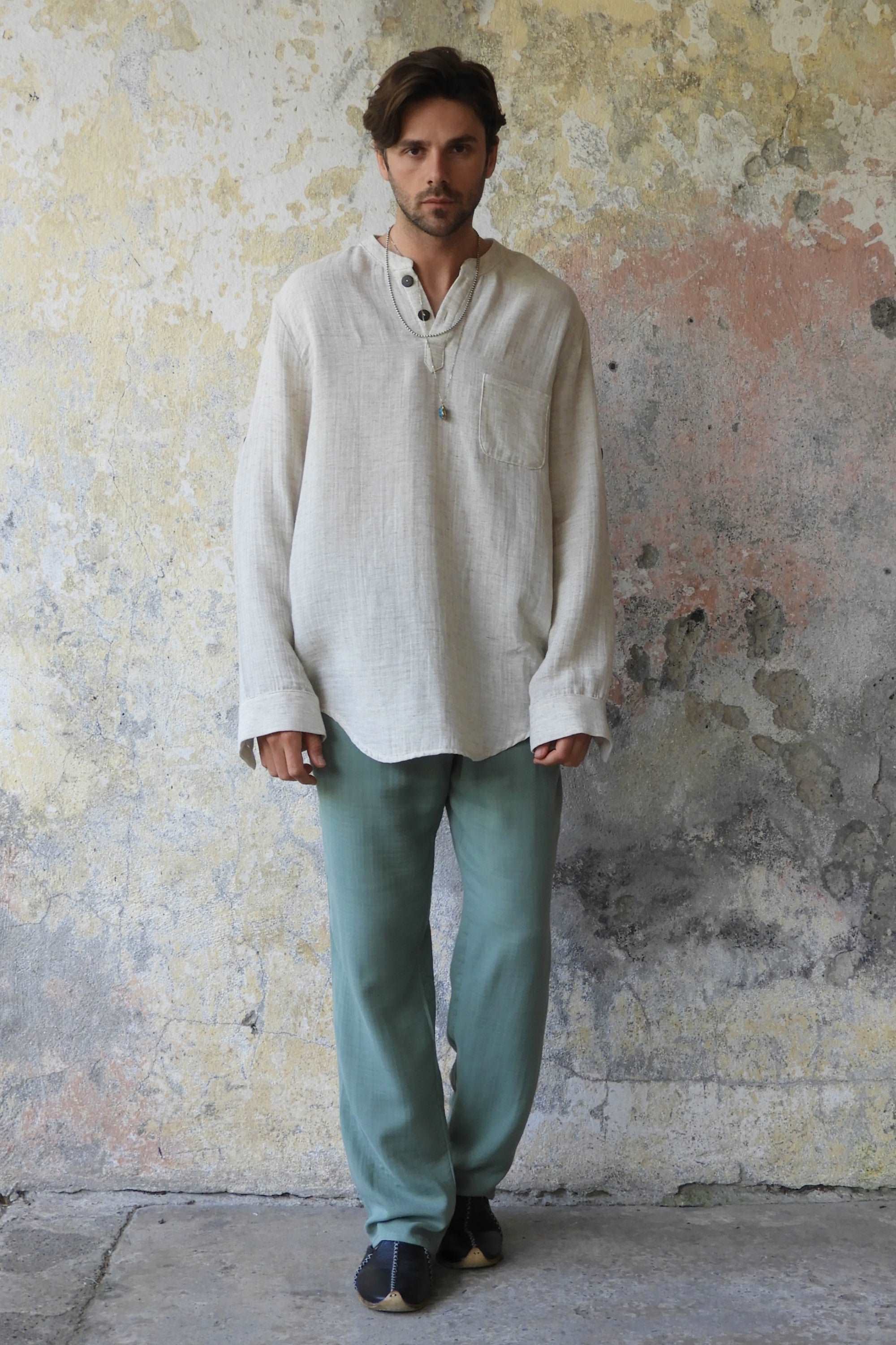 Sustainable  | DUNE Men's Gauze Cotton Pants (Black, Sage Green) by Odana's