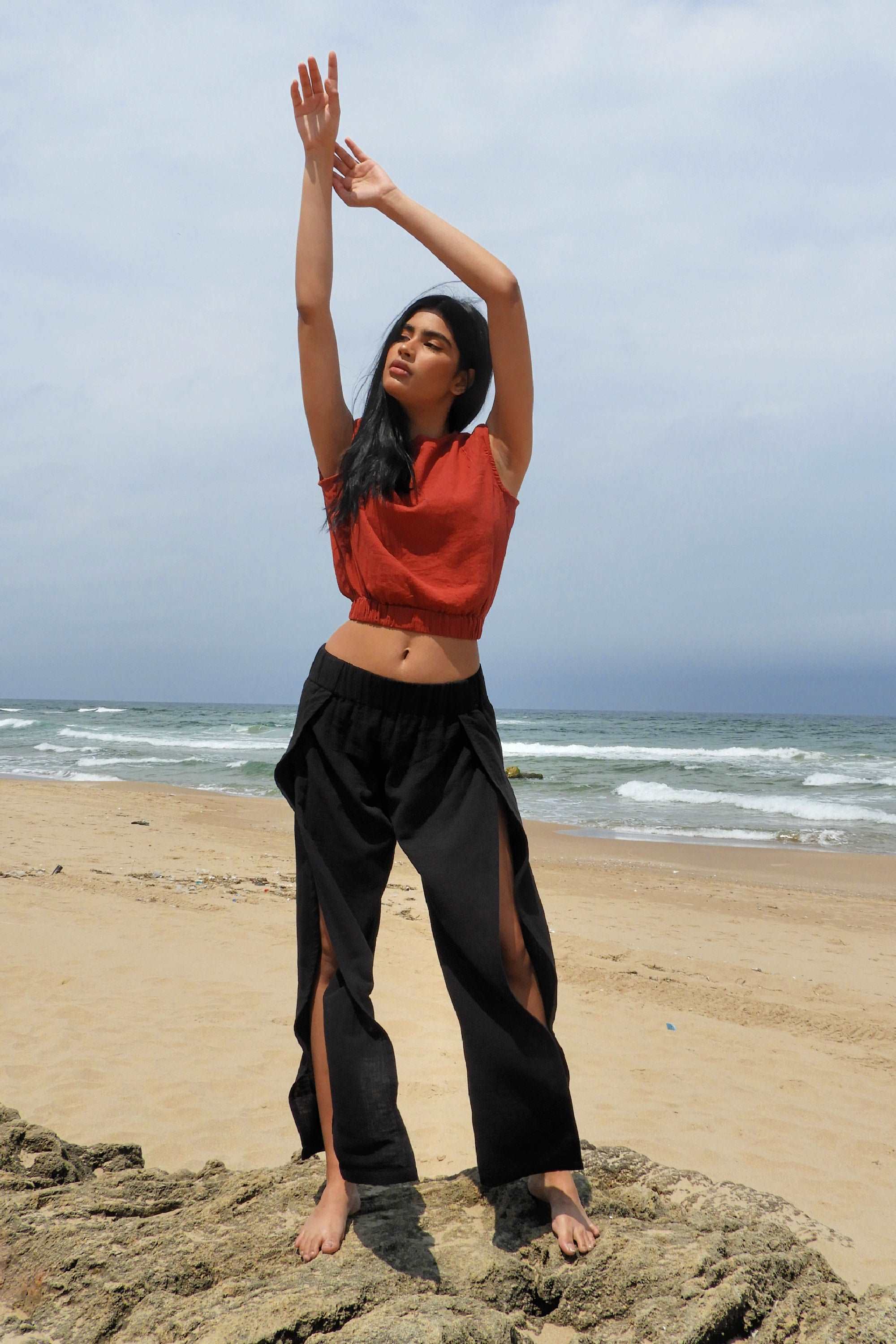 Odana's | Sustainable Gifts | FUSION Slit Pants Black | Slit Pants | Sustainable Fashion