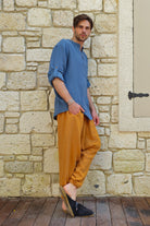 Odana's | Sustainable Gifts | ZEUS Men's Double Gauze Shirt (Light Indigo Blue) | Shirts | Sustainable Fashion