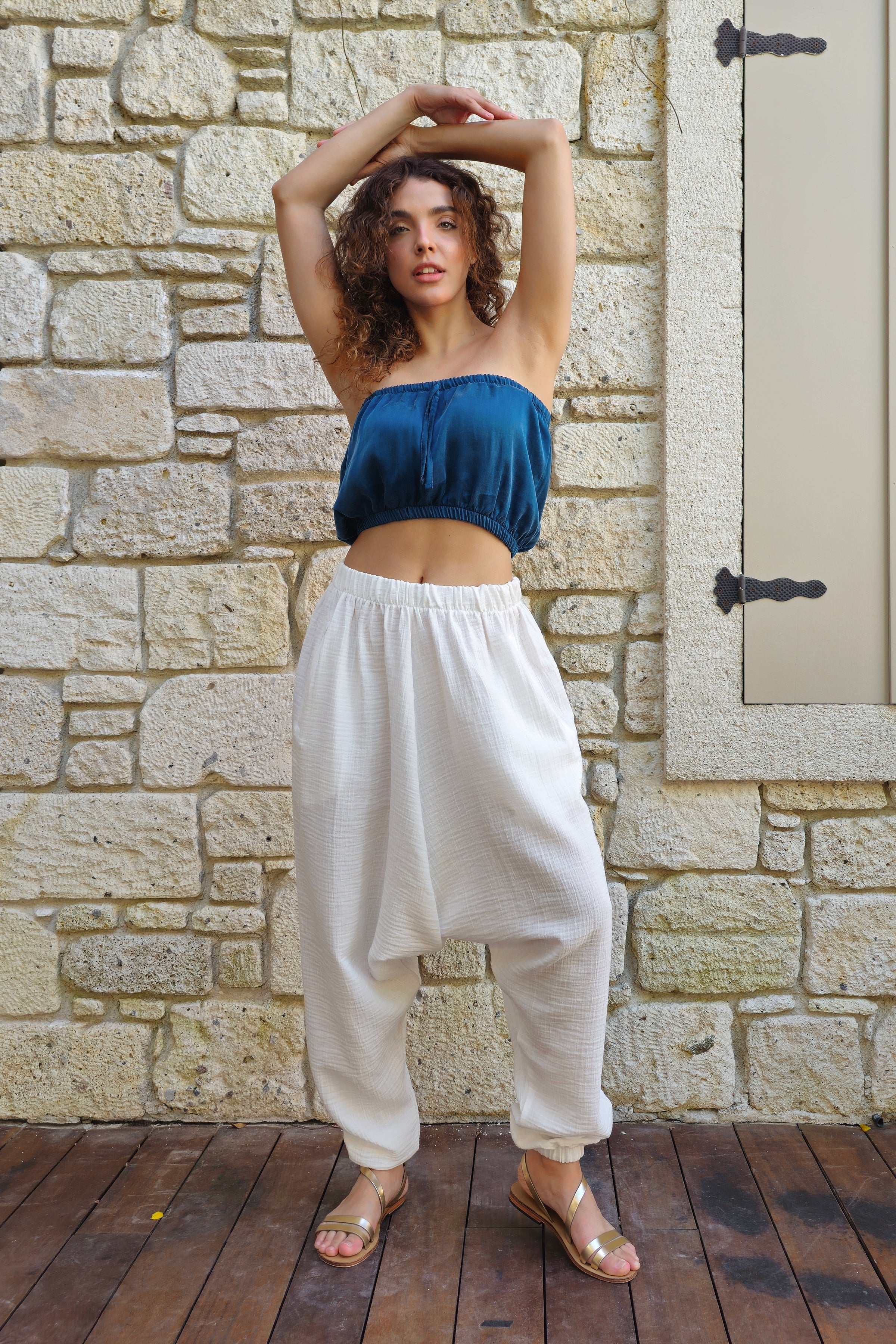Odana's | TRIBAL Women's Gauze Cotton Harem Pants (White) | Harem Pants | Sustainable Fashion