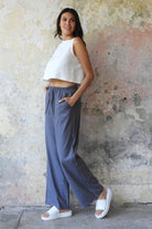 Odana's | Sustainable Gifts | TRINITY Linen Blend Women's Pants (Almond Green, Dark Gray, Windsor Tan) | Linen Pants | Sustainable Fashion