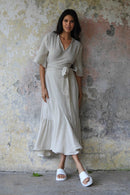 Odana's | Sustainable Gifts | EARTH Hemp Wrap Maxi Dress Light Beige | Maxi Dress | Sustainable Fashion