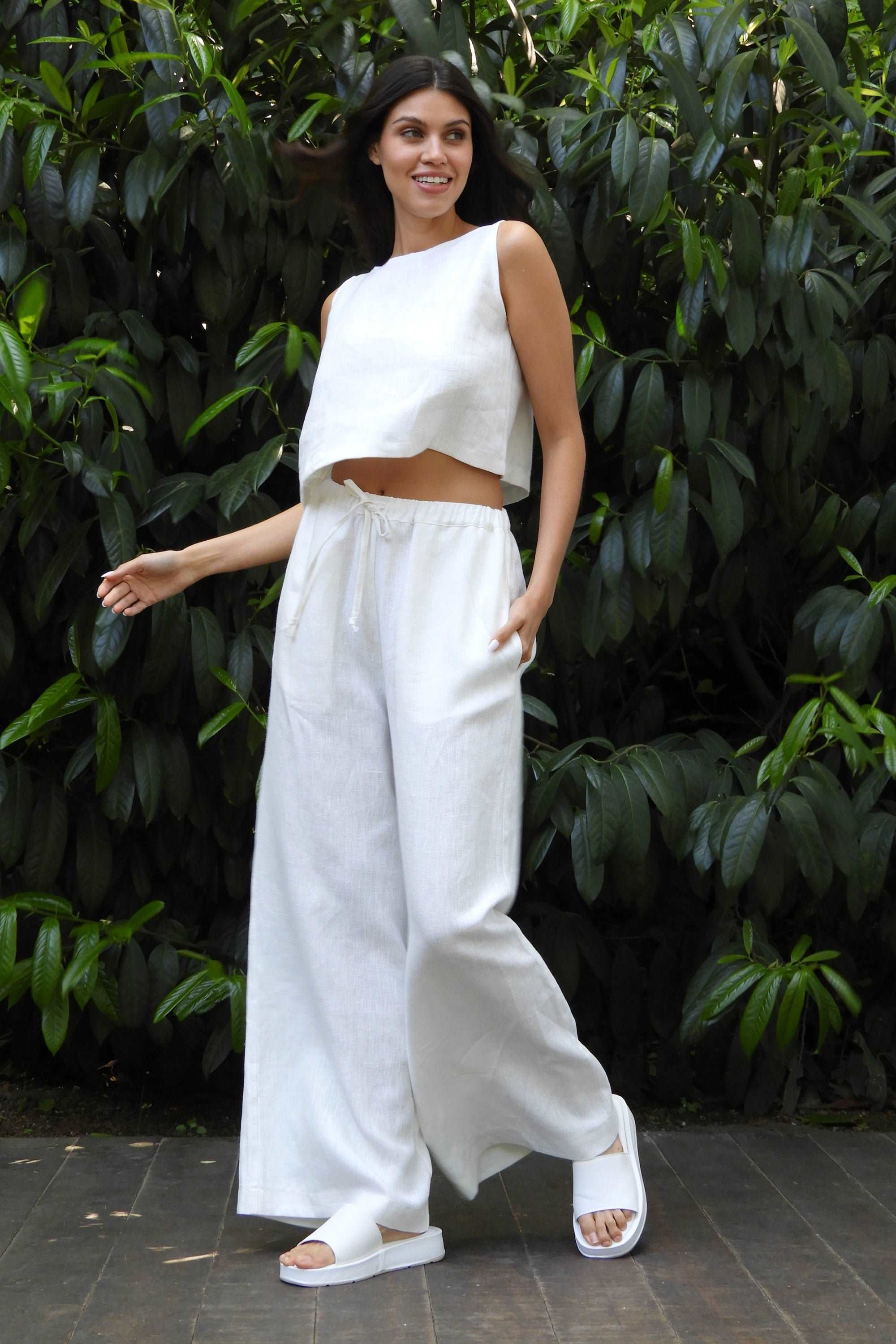 Chakra Linen Pants for Women Extra Baggy Wide Leg Linen Pants M / Medium / White Chakra Linen Pants for Women Extra Baggy Wide Leg Linen Pants M / Medium / White