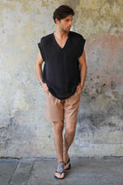 Odana's | Sustainable Gifts | BOREAS Linen Blend Shorts Man (Tan, Burnt Orange) | Linen Pants | Sustainable Fashion