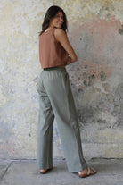 Odana's | Sustainable Gifts | TRINITY Linen Blend Women's Pants (Almond Green, Dark Gray, Windsor Tan) | Linen Pants | Sustainable Fashion