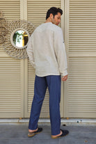 Odana's | Sustainable Gifts | ZEUS STRIPES Organic Double Gauze Shirt (Light Cream) | Shirts | Sustainable Fashion