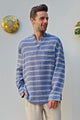 Odana's | Sustainable Gifts | ZEUS STRIPES Organic Double Gauze Shirt (Light Indigo Blue) Light Indigo Blue | Shirts | Sustainable Fashion