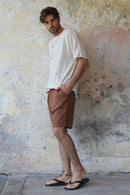 Odana's | Sustainable Gifts | BOREAS Linen Blend Shorts Man (Brown, Almond Green, Dark Gray) | Linen Pants | Sustainable Fashion