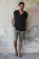 Odana's | Sustainable Gifts | BOREAS Linen Blend Shorts Man (Brown, Almond Green, Dark Gray) | Linen Pants | Sustainable Fashion