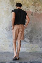 Odana's | Sustainable Gifts | BOREAS Linen Blend Shorts Man (Tan, Burnt Orange) | Linen Pants | Sustainable Fashion