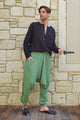 Odana's | Sustainable Gifts | TRIBAL Gender Neutral Organic Gauze Cotton Harem Pants (Mustard, Green) Green | Harem Pants | Sustainable Fashion